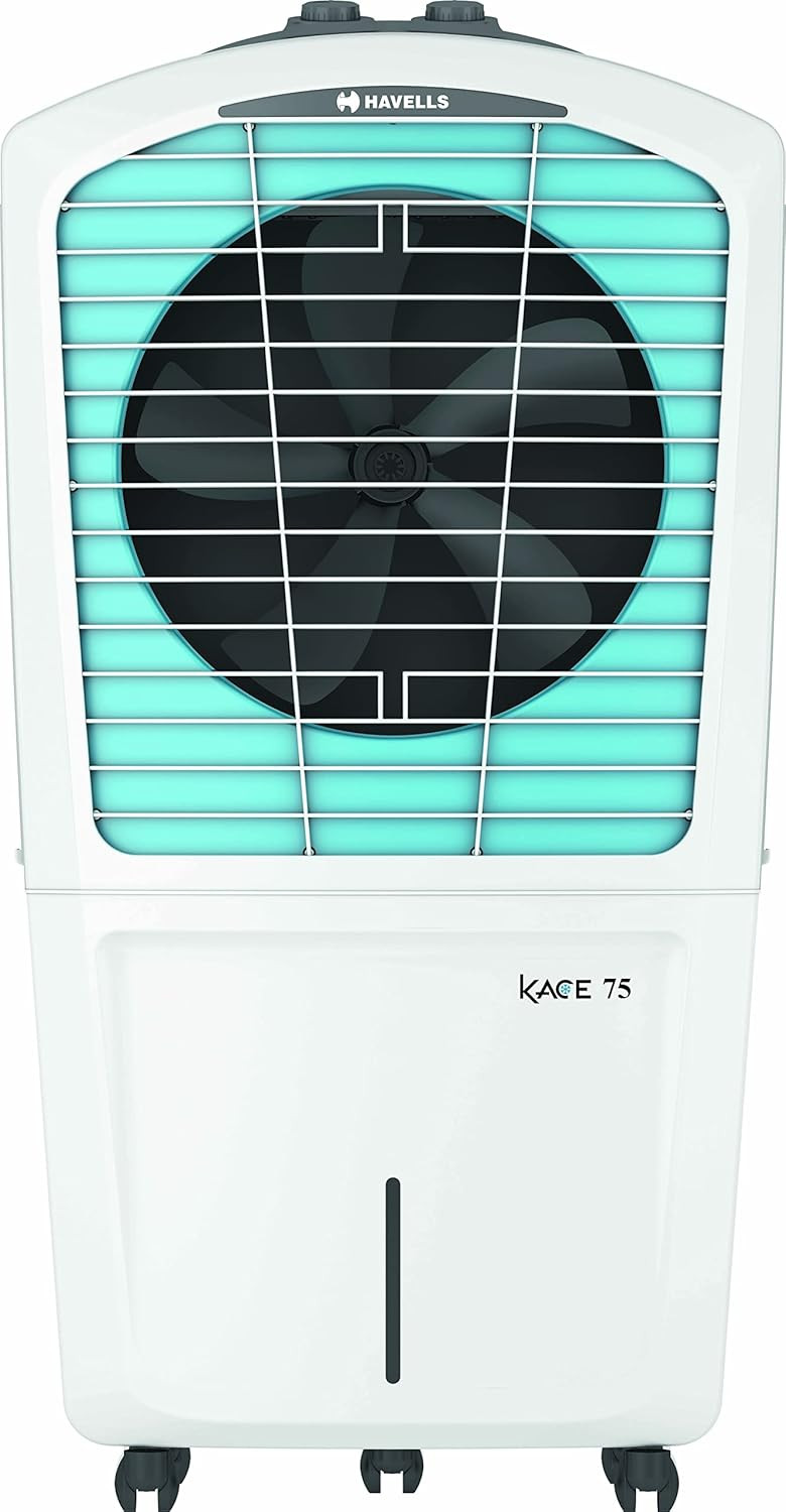 Havells Kace 75L Desert Air Cooler for home  Powerful Air Delivery  Everlast Pump  Ice Chamber 3 Side High Density Honeycomb Pads  Heavy Duty WhiteBlue