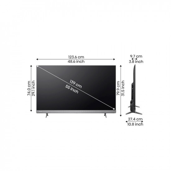 Hisense 139 cm 55 inches Tornado 20 Series 4K Ultra HD Smart LED Google TV 55A7H Silver