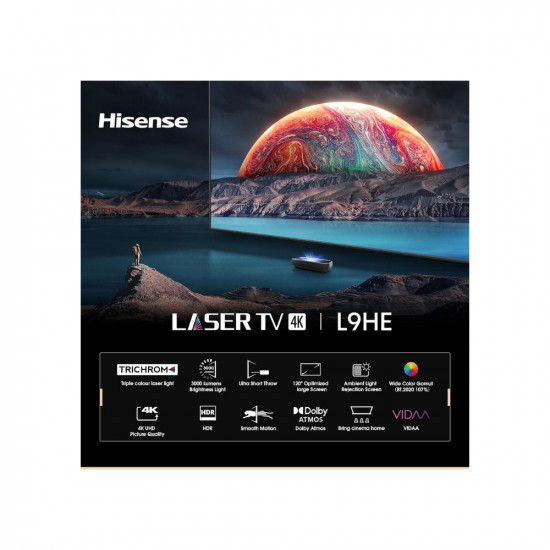 Hisense 305 cm 120 inches Trichrom ALR Screen Series 4K Ultra HD Smart Laser TV 120L9HE Black