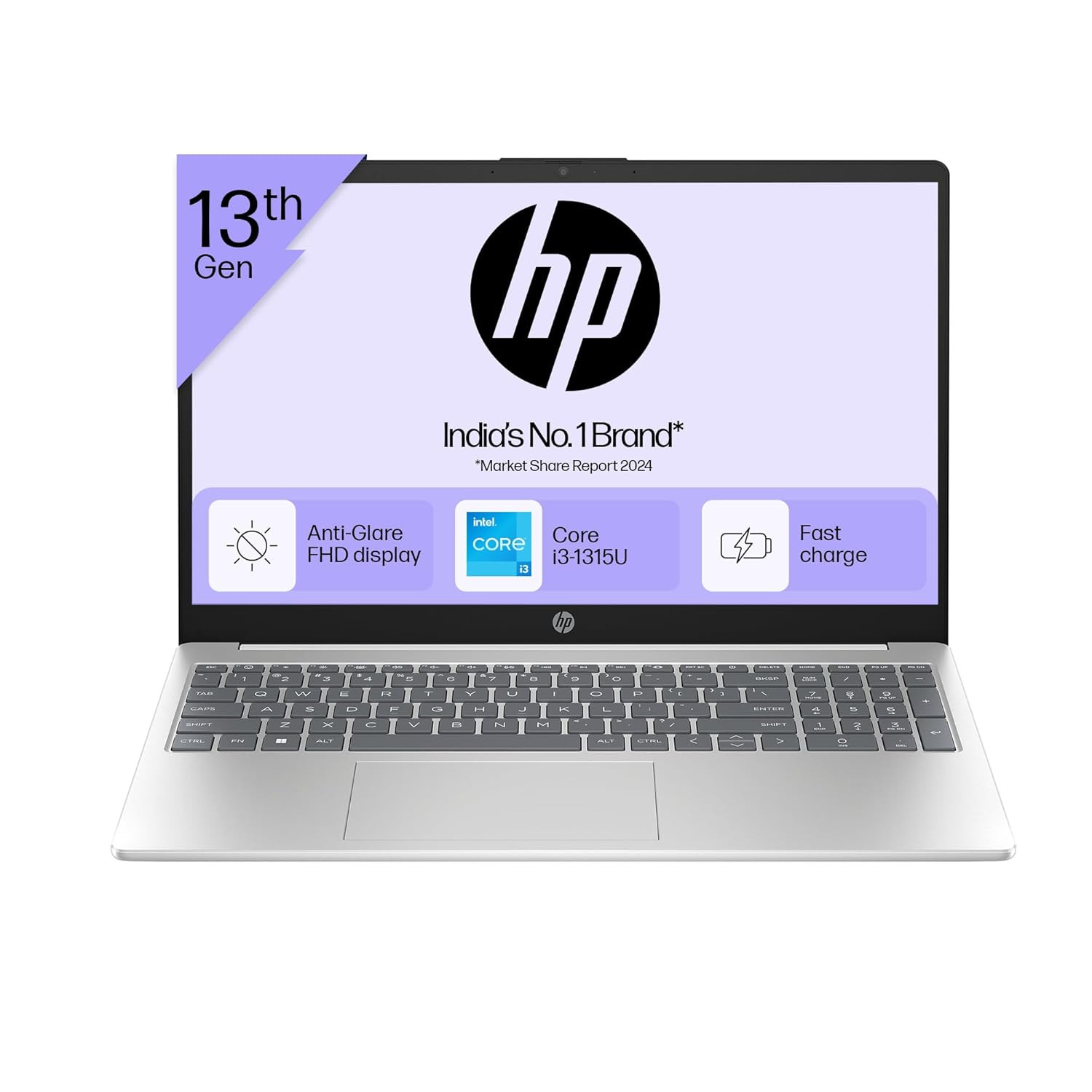 HP 15 13th Gen Intel Core i3-1315U 8GB DDR4 512GB SSD Win 11 Office 21 Silver 159kg Anti-Glare Micro-Edge 156-inch396cm FHD Laptop Intel UHD Graphics 1080p FHD Camera fd0186TU