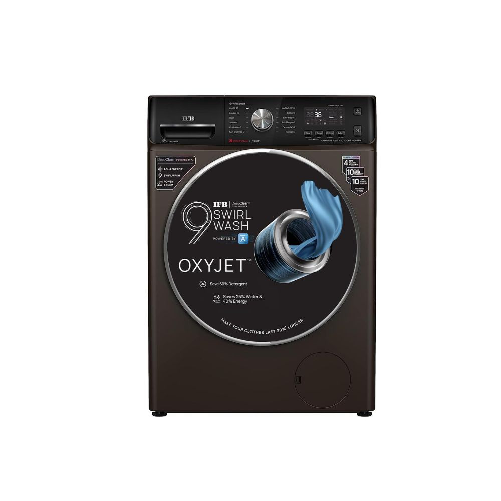 IFB 10 Kg 5 Star AI Eco Inverter Fully Automatic Front Load Washing Machines with Wifi Executive Plus MXC 1014 2023 Model Mocha Oxyjet 9 Swirl Wash 4 Years Comprehensive Warranty