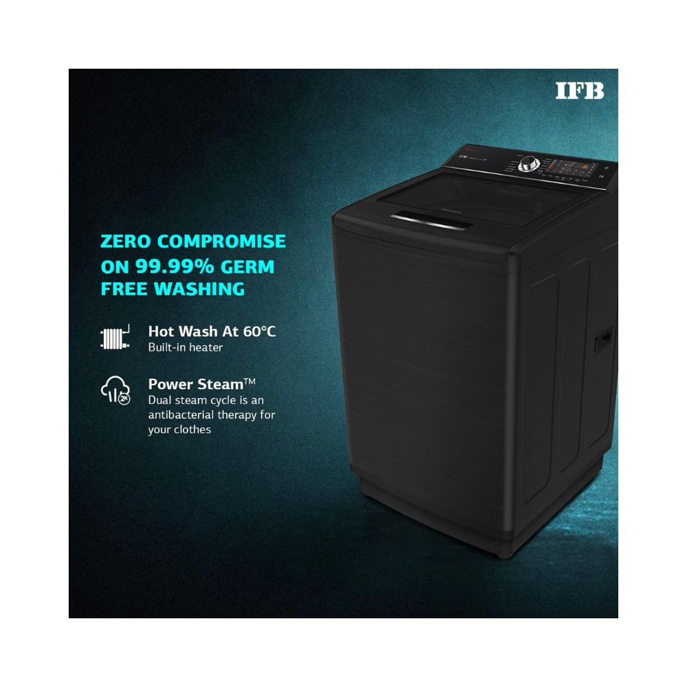 IFB 10 Kg 5 Star AI Powered Fully Automatic Top Load Washing Machine TL S4BLS 100 Kg Aqua Black VCM 2X Power Steam 4 Years Comprehensive Warranty