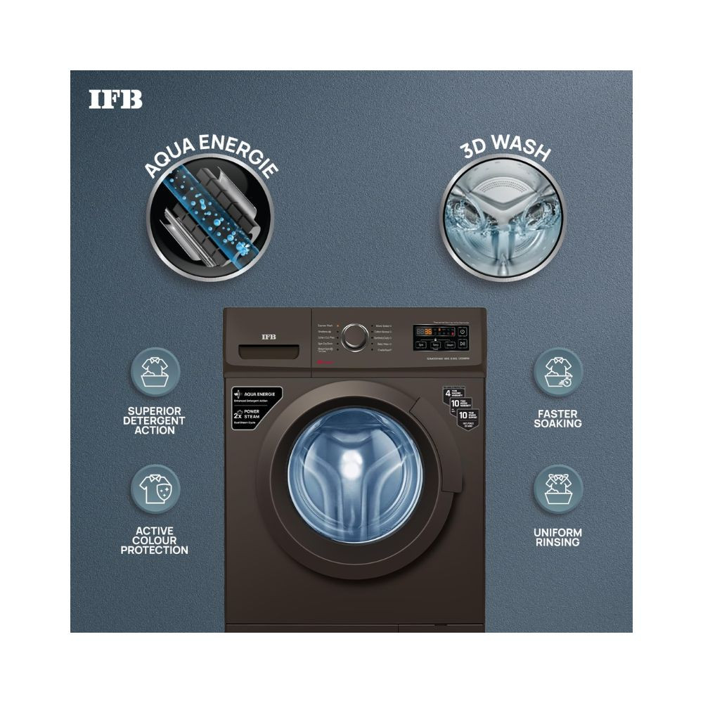 IFB 8 Kg 5 Star AI Powered Fully Automatic Front Load Washing Machine 2X Power Steam SENATOR NEO MXS 8012 2023 Model Mocha In-built Heater 4 years Comprehensive Warranty