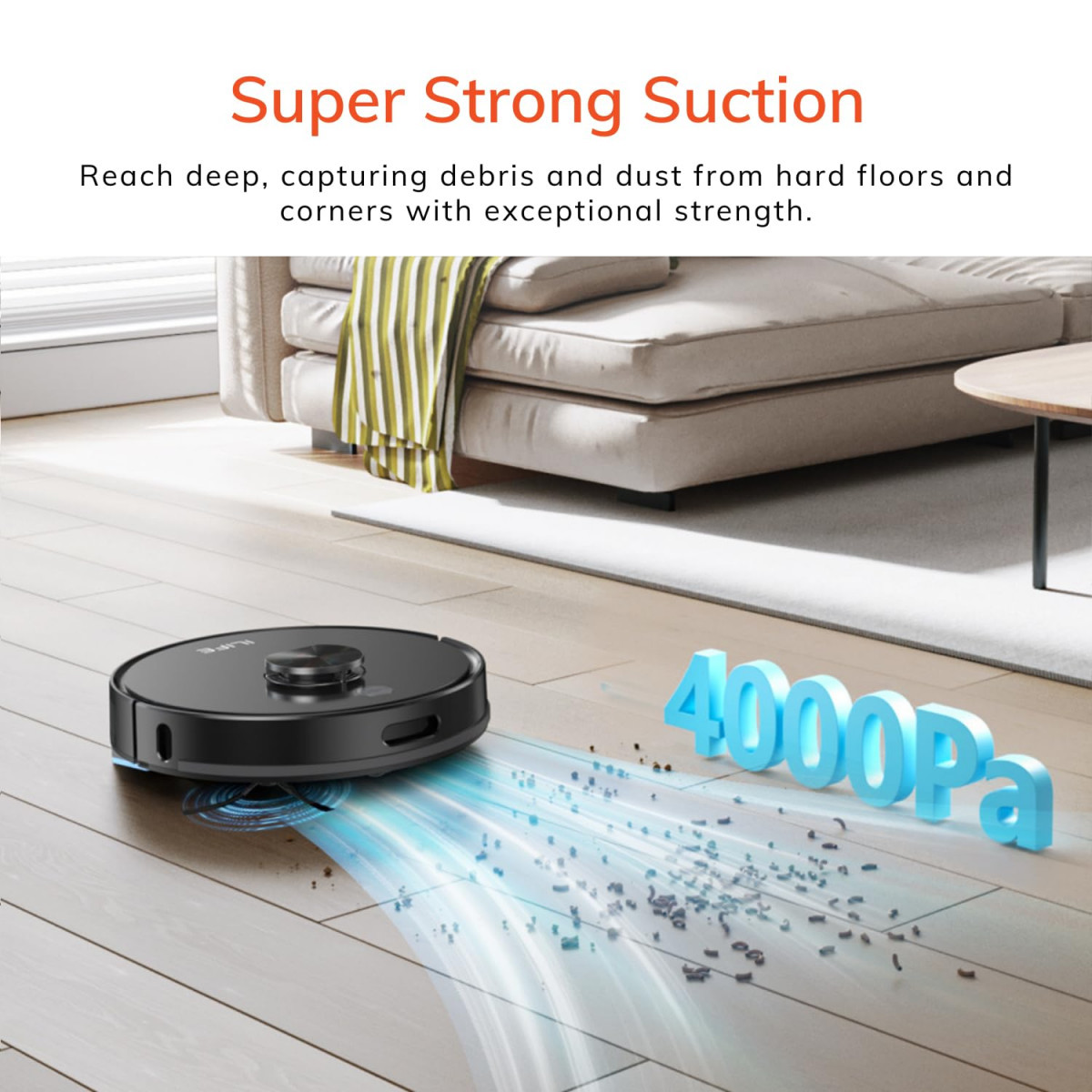 ILIFE A20 Robotic Vacuum Cleaner Lidar Navigation Powerful Suction Customized Schedule Cleaning Ideal for Hard Floor Low Pile Carpet Vacuum and Mop Wi-FiApp Alexa  GH Black