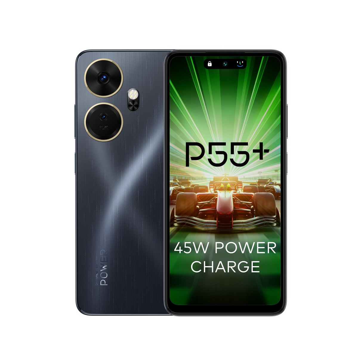 itel P55 4G  Upto 16GB RAM with Memory Fusion  256GB ROM 50MP AI Dual Rear Camera  8MP Front Camera 45W Charger with 5000 mAh Battery  Dynamic BarUFS 22 Meteor Black