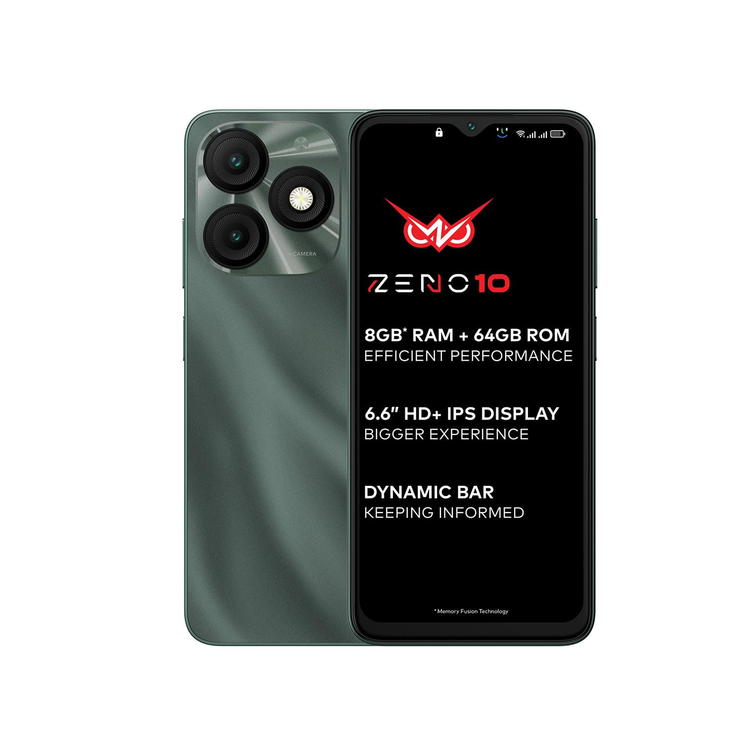 itel ZENO 1066 HD Display with Dynamic Bar 3GB RAM  64GB ROM Upto 8GB RAM with Memory FusionOctacore Processor8MP AI Dual Rear Cam5000 mAh Battery  Phantom Crystal