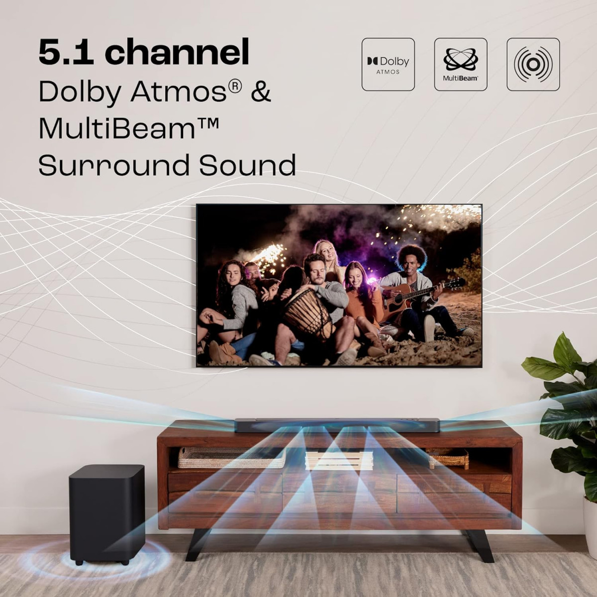 JBL Bar 500 Pro Dolby Atmos Soundbar with Wireless Subwoofer 51 Channel 3D Surround Multibeam HDMI eARC with 4K Dolby Vision Pass-Through One App Bluetooth Wi-Fi  Optical Input 590W