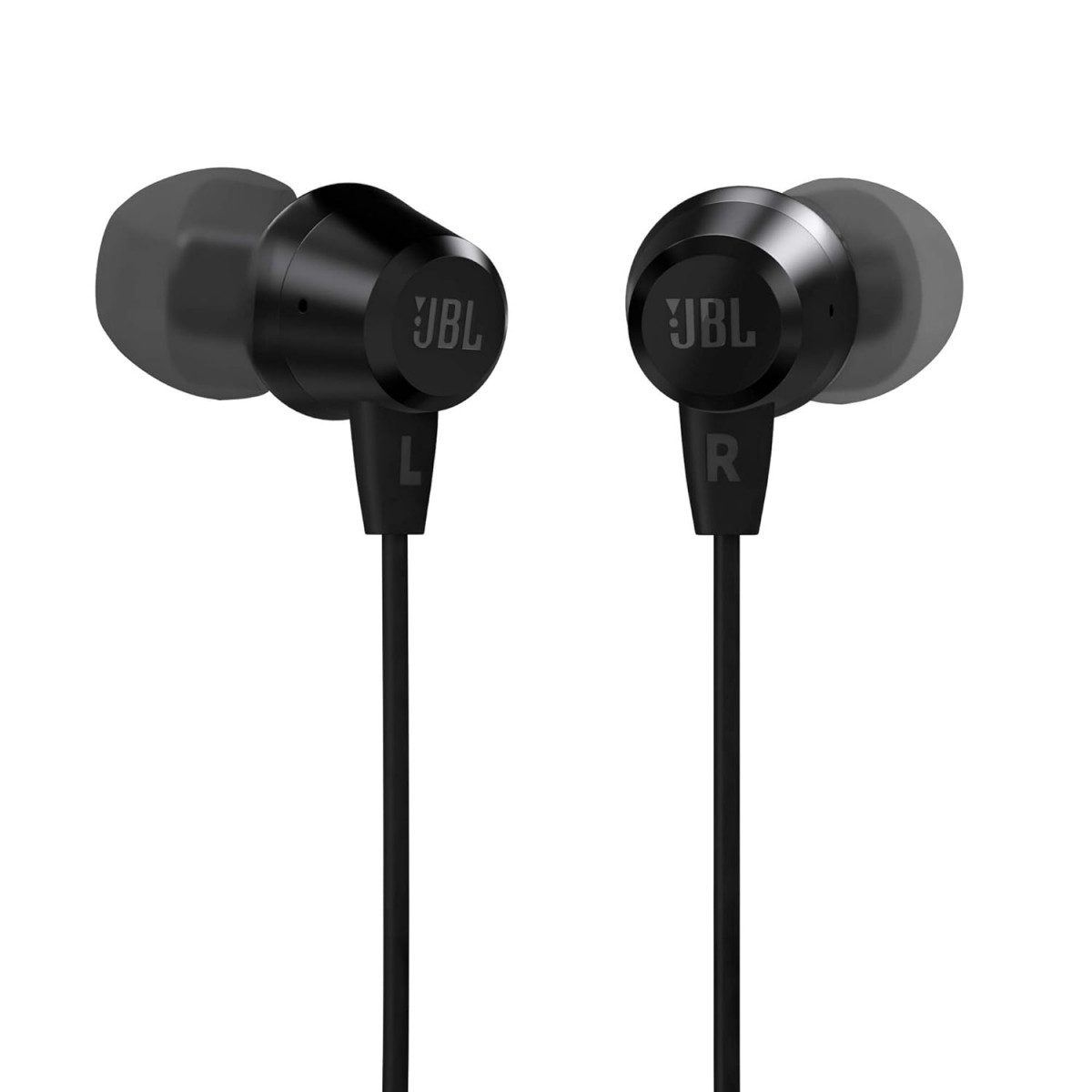 JBL C50HI Wired in Ear Headphones with Mic One Button Multi-Function Remote Lightweight  Comfortable fit Black