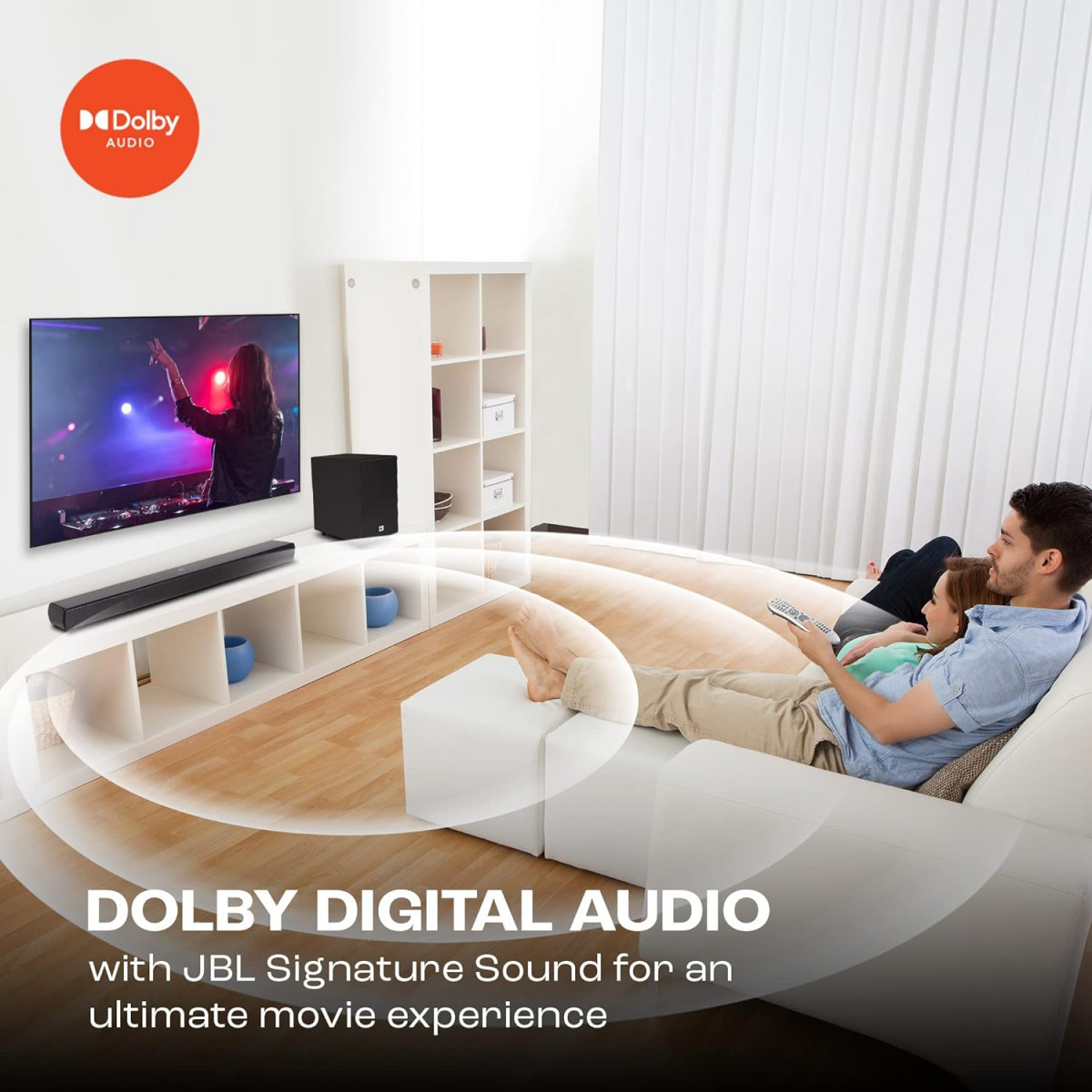 JBL Cinema SB241 Dolby Digital Soundbar with Wired Subwoofer for Extra Deep Bass 21 Channel Home Theatre with Remote HDMI ARC Bluetooth  Optical Connectivity 110W