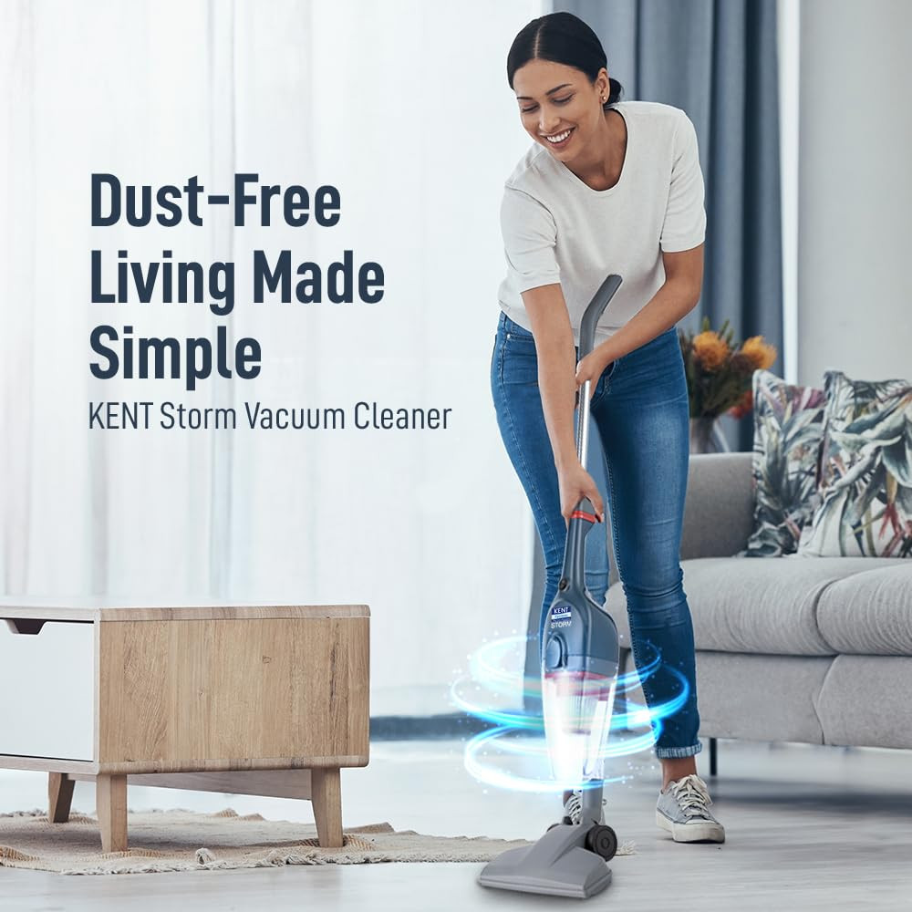 KENT Storm Vacuum Cleaner 600W  Cyclone5 Technology and HEPA Filter  Bagless Design  Ideal for Floors Curtains Carpets Sofa  Grey