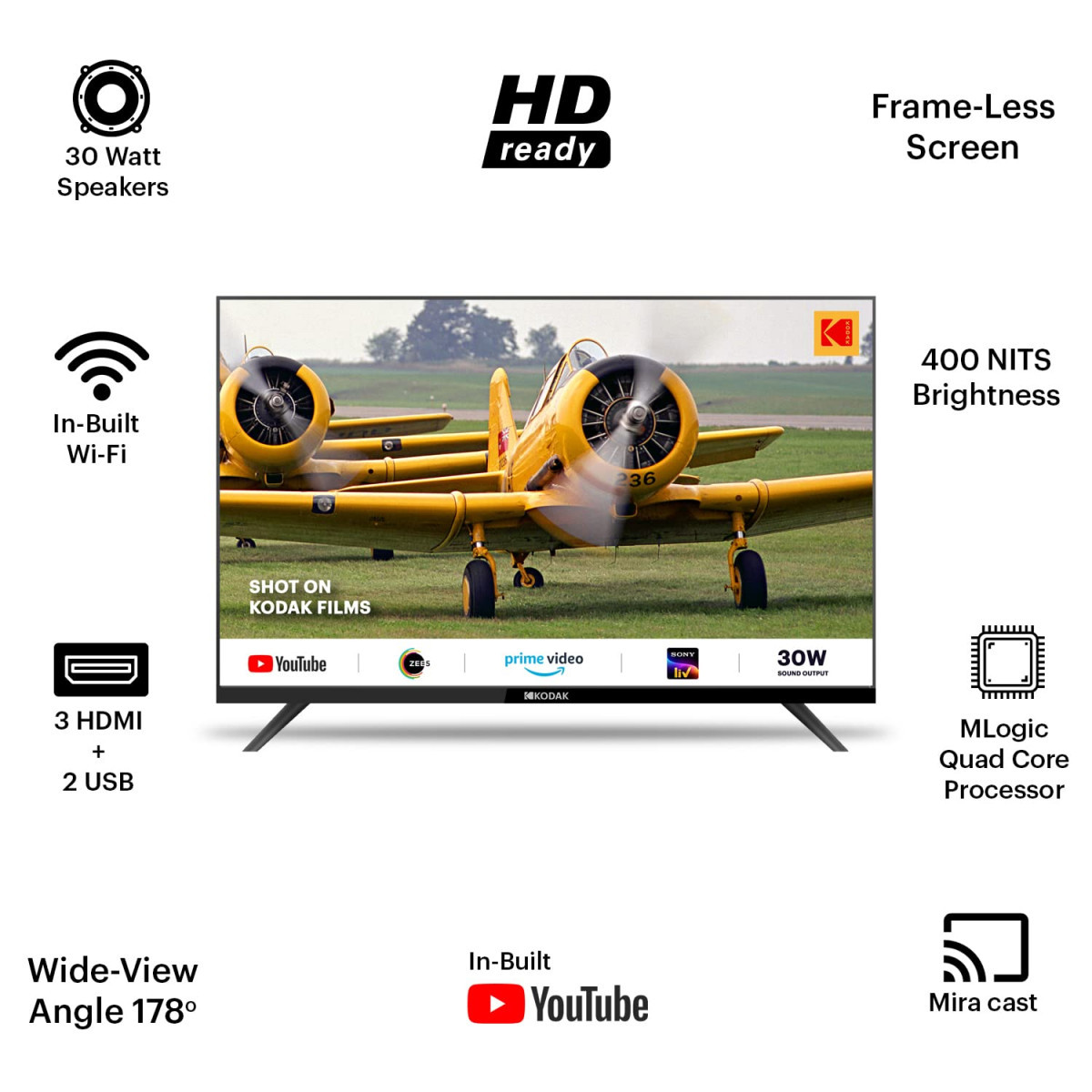 Kodak 100 cm 40 inches Special Edition Series Full HD Smart LED TV 40SE5003BL Black