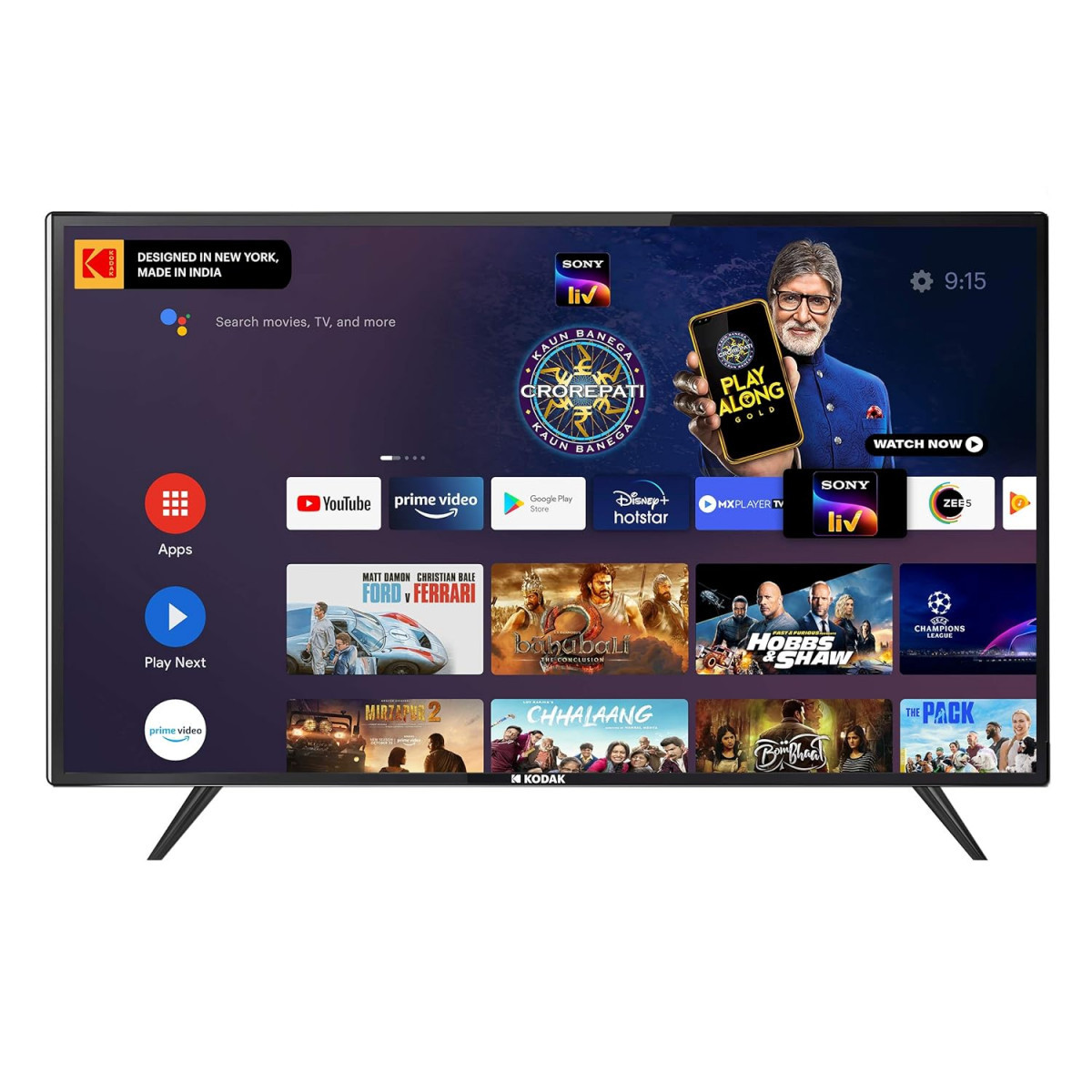 Kodak 108 cm 43 inches 4K Ultra HD Certified Android LED TV 43UHDX7XPRO Black