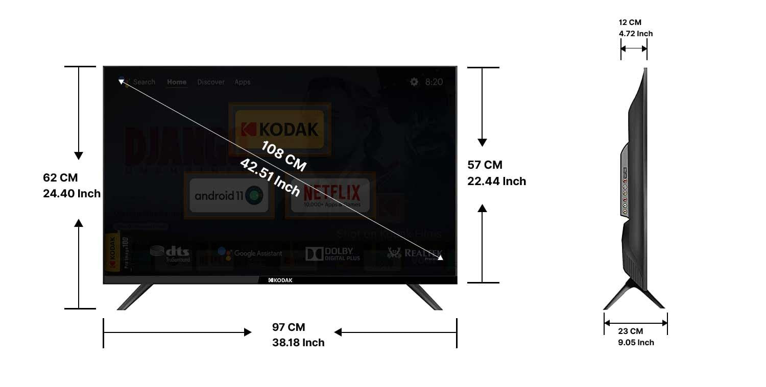 Kodak 108 cm 43 inches 9XPRO Series Full HD Certified Android LED TV 439X5081 Black