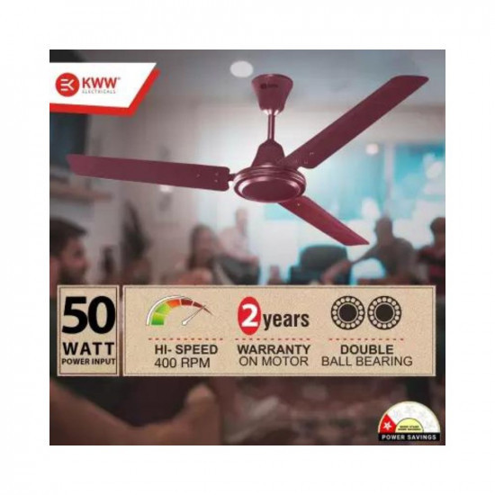 KWW High Speed Ceiling Fan 1 Star 1200 mm Energy Saving 3 Blade Ceiling Fan Brown Pack of 1