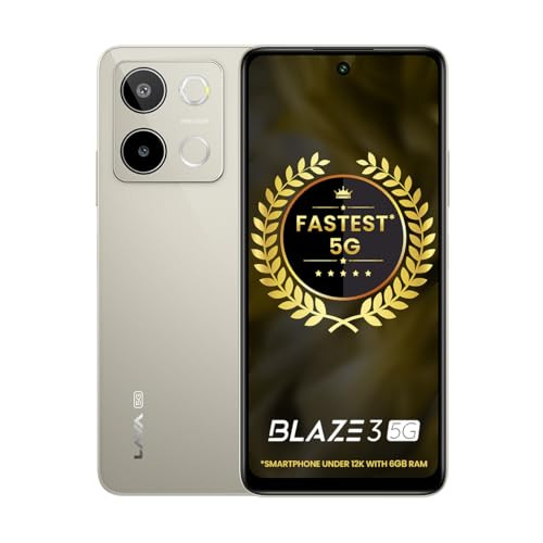 Lava Blaze 3 5G Glass Gold 6GB128GB  Segments Fastest 5G Smartphone  Dimensity 6300 Processor  90Hz Display  50MP2MP AI Camera with Vibe Light  5000 mAh  Special Discount on All Banks