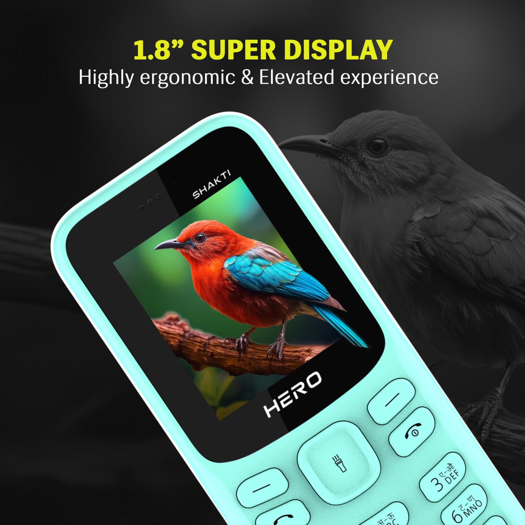 Lava Hero Shakti Dual Sim Keypad Mobile Phone with Vibration Alert  18 Display  Super Saving Battery Mode  Stylish Keypad  Sturdy Build  Number Talker  Mint Green