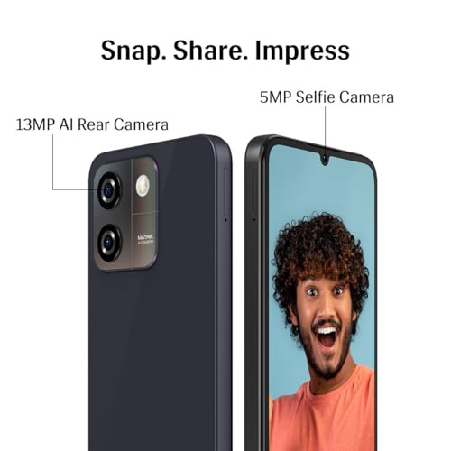 Lava O3 Glossy Black 4 GB RAM 64 GB Storage  Biggest 675 HD Display  13MP AI Dual Rear Camera  5000 mAh Battery  Secure Face Unlock  Fingerprint Reader  Charger  Phone-Cover in Box