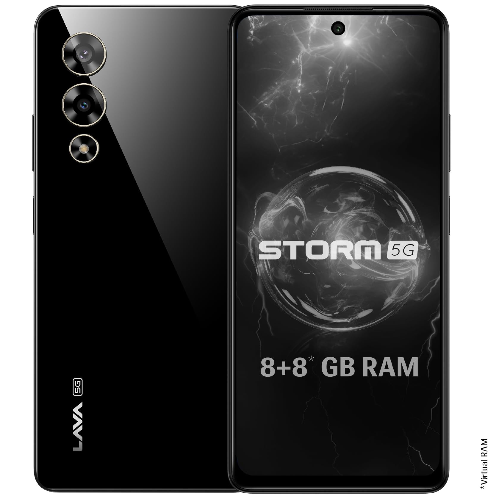 Lava Storm 5G Thunder Black 8GB RAM 128GB ROM  Powerful MediaTek Dimensity 6080 Processor  50MP Ultrawide Rear16MP Front Camera No Bloatware  Segments Most Affordable 5G Smartphone on Amazon