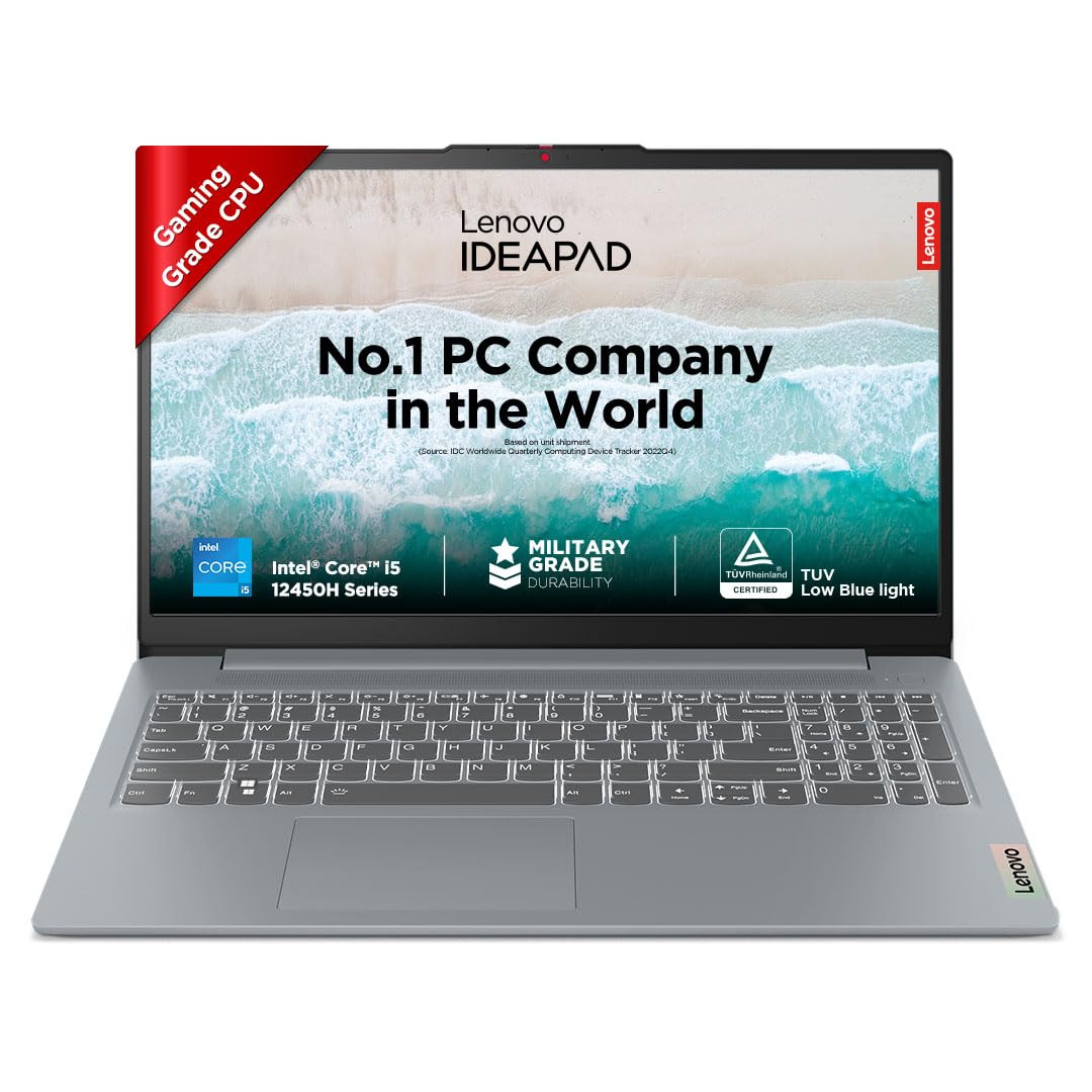 Lenovo IdeaPad Slim 3 12th Gen Intel Core i5-12450H 156 396cm FHD IPS Thin  Light Laptop 16GB512GB SSDIntel UHD GraphicsWin 11MSO 21Backlit KB1 Yr ADP FreeGrey16Kg 83ER008DIN