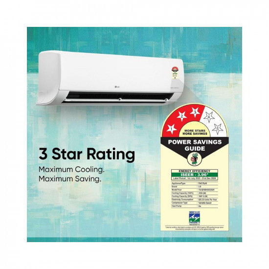 LG 08 Ton 3 Star DUAL Inverter Split AC Copper AI Convertible 6-in-1 Cooling HD Filter with Anti-Virus protection 2024 Model TS-Q10ENXE White