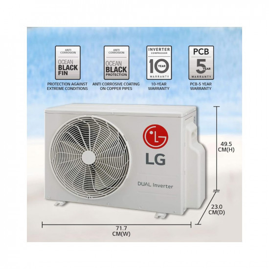 LG 15 Ton 2 Star DUAL Inverter Split AC Copper Convertible 4-in-1 Cooling HD Filter 2022 Model PS-Q18ZNVE White