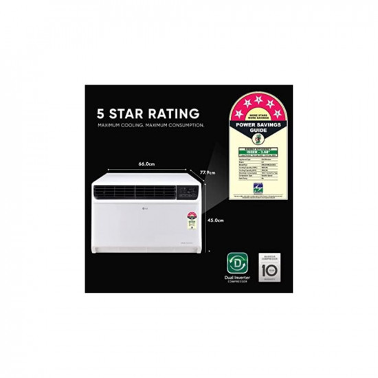 LG 15 Ton 5 Star DUAL Inverter Window AC Copper Convertible 4-in-1 cooling RW-Q18WUZA 2023 Model HD Filter with Anti-Virus Protection White