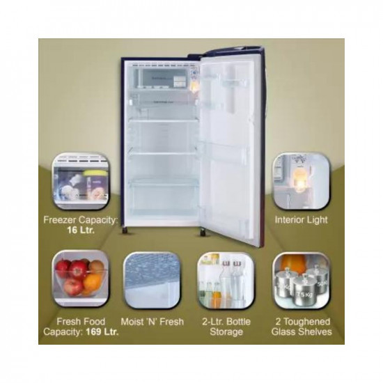 LG 185 L Direct Cool Single Door 3 Star Refrigerator with Moist 039N039 FreshBlue Plumeria GL-B201ABPD