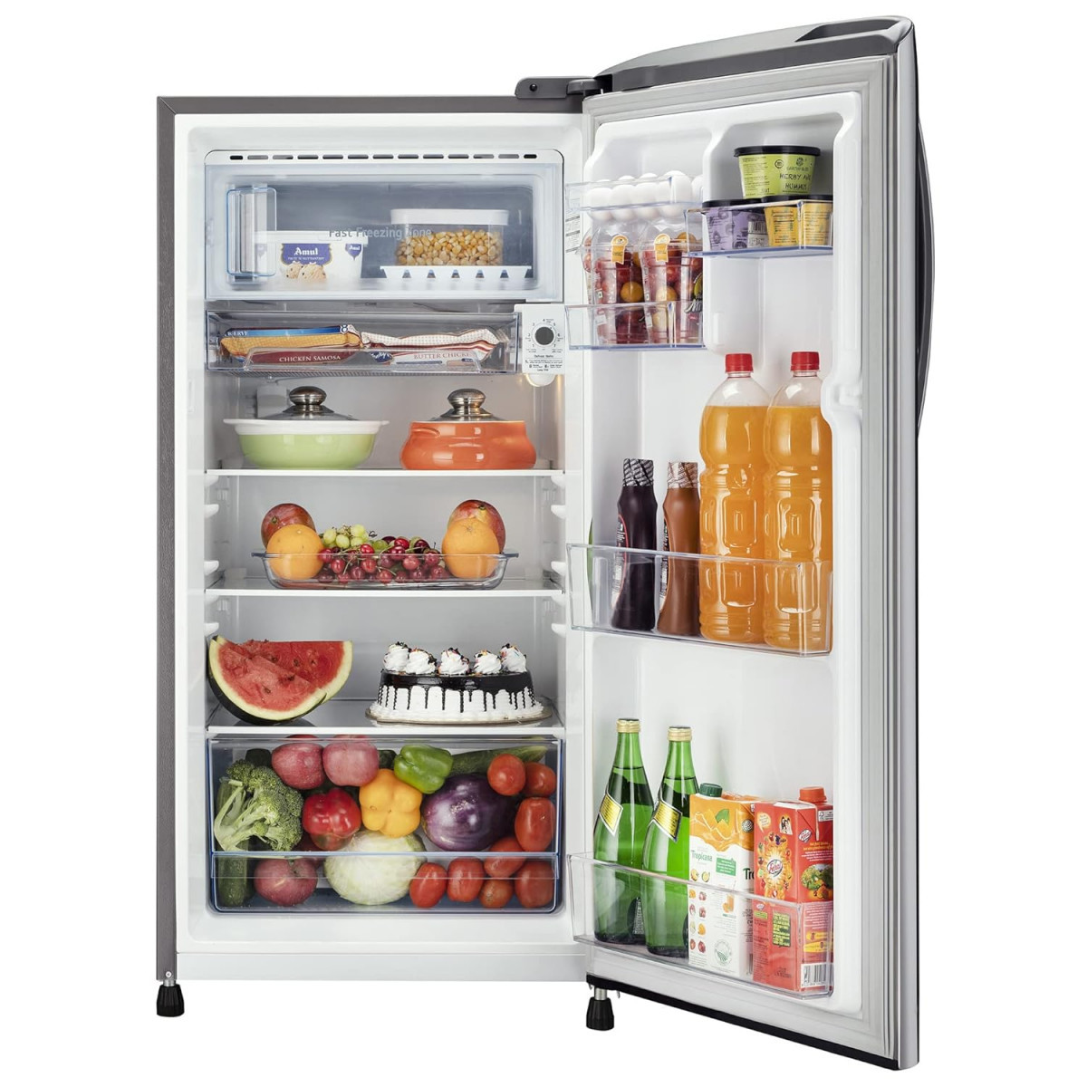 LG 201 L 3 Star Direct-Cool Single Door Refrigerator GL-B211HPZD Shiny Steel Fast in Ice Making