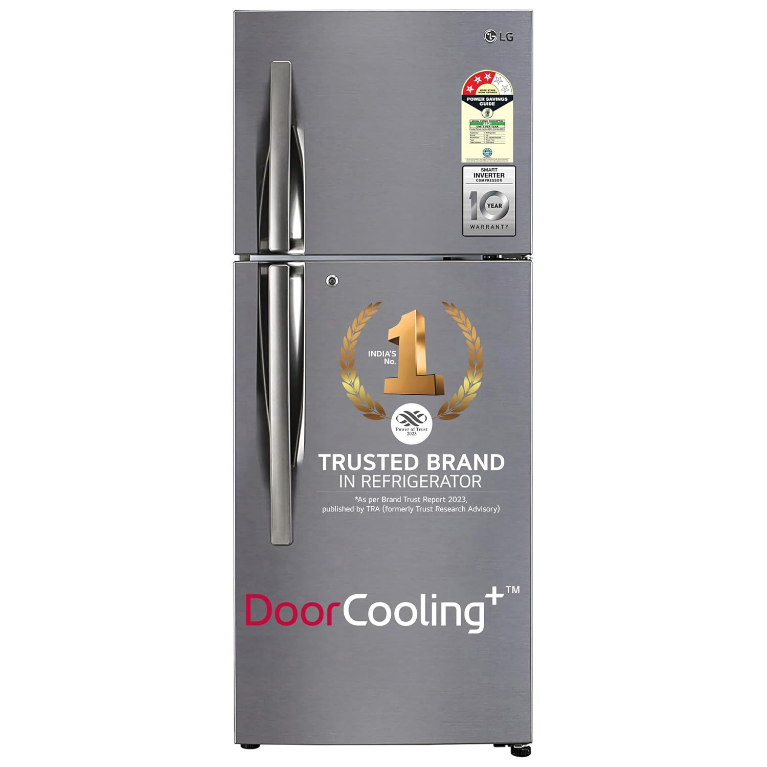 LG 242 L 3 Star Smart Inverter Frost-Free Double Door Refrigerator GL-I292RPZX Shiny Steel Door Cooling