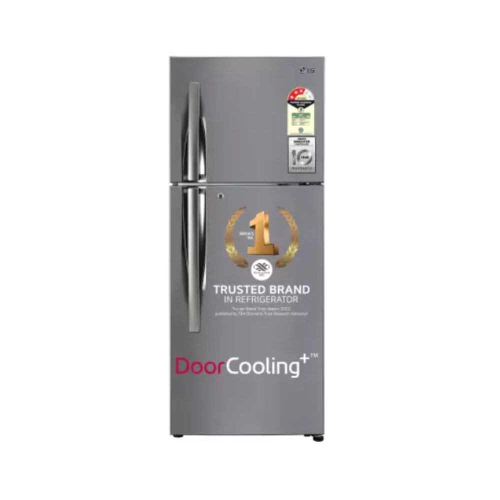 LG 242 L Frost Free Double Door 3 Star Refrigerator with Smart Inverter Shiny Steel GL-I292RPZX