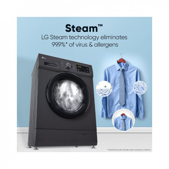 LG 7 Kg 5 Star Inverter Touch panel Fully-Automatic Front Load Washing Machine with In-Built Heater FHM1207SDM Middle Black Steam for Hygiene WashRomiv