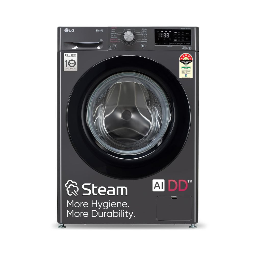 LG 8 Kg 5 Star Inverter AI Direct Drive Fully-Automatic Front Load Washing Machine with In-Built Heater FHP1208Z3M Middle Black 6 Motion Direct Drive Technology  Steam for Hygiene Wash