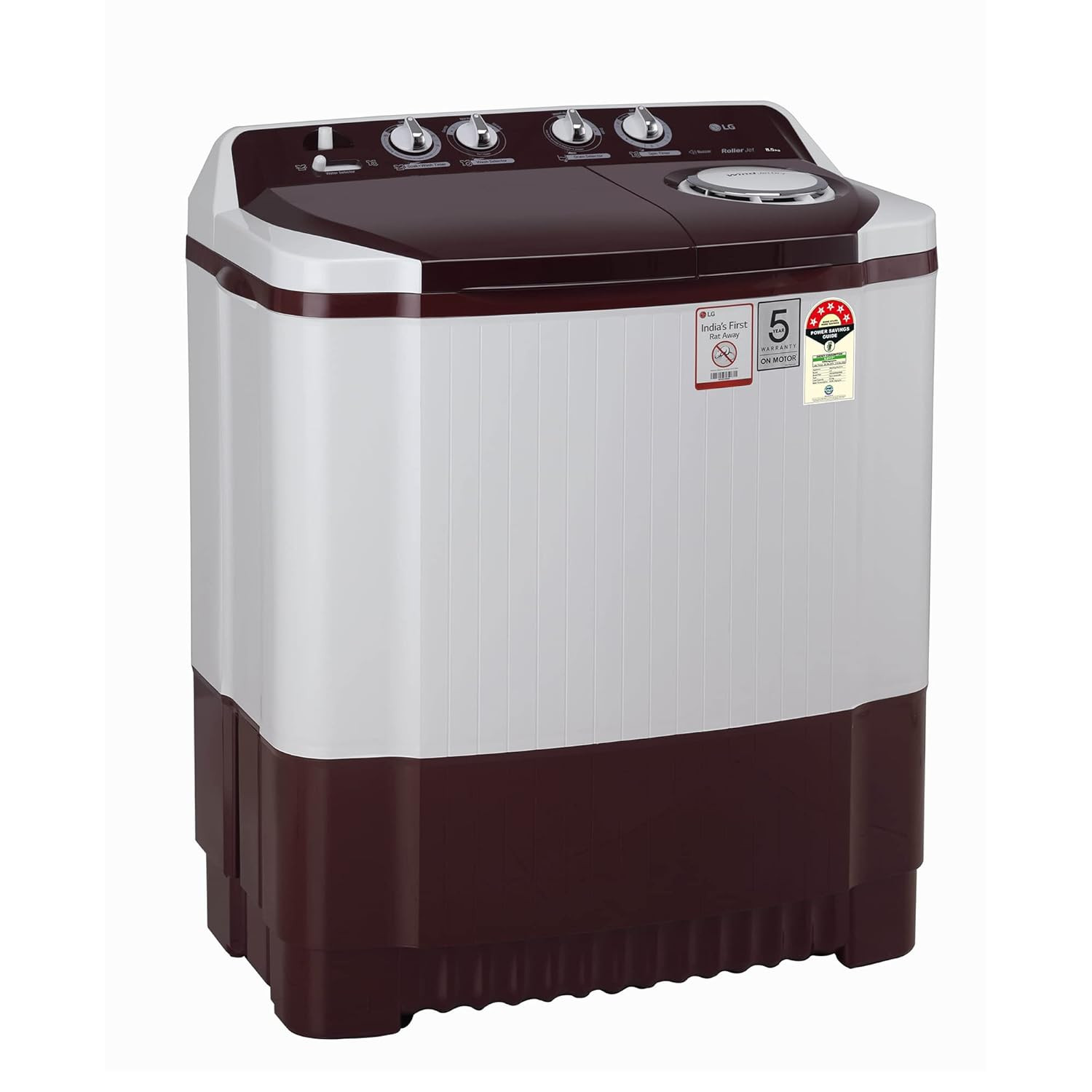 LG 85 kg 5 Star Semi-Automatic Top Load Washing Machine P8530SRAZ Burgundy Roller Jet Pulsator