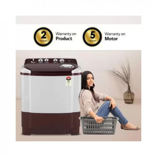 LG 85 kg 5 Star with Roller Jet Pulsator with Soak Wind Jet Dry and Collar Scrubber Semi Automatic Top Load Washing Machine Maroon White P8530SRAZ