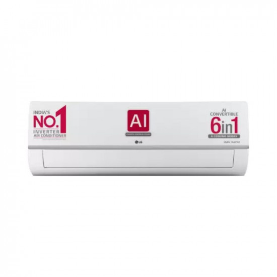 LG AI Convertible 6-in-1 Cooling 2023 Model 15 Ton 5 Star Split Inverter 4 Way Swing HD Filter with Anti-Virus Protection AC - Silver Deco RS-Q19RNZE Copper CondenserRomiv