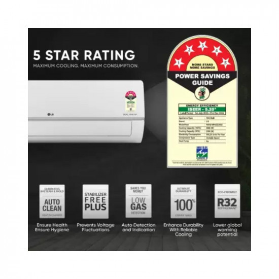 LG AI Convertible 6-in-1 Cooling 2023 Model 15 Ton 5 Star Split Inverter 4 Way Swing HD Filter with Anti-Virus Protection AC - Silver Deco RS-Q19RNZE Copper CondenserRomiv