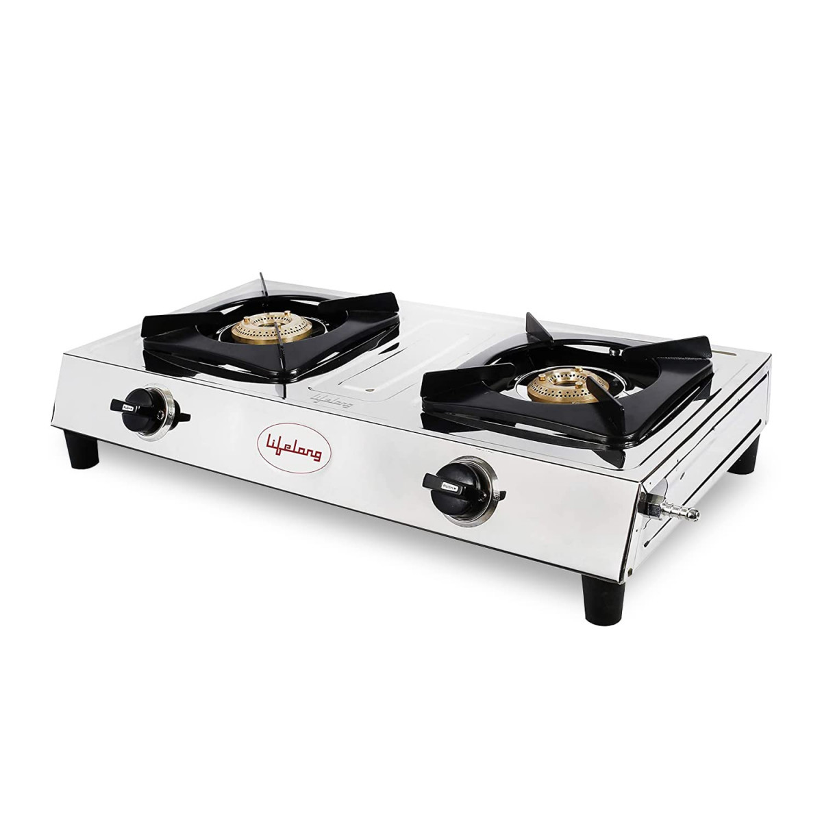 Lifelong 2 Burner Gas Stove Top for Kitchen - Manual Ignition Cooktop with Stainless Steel for Kitchen