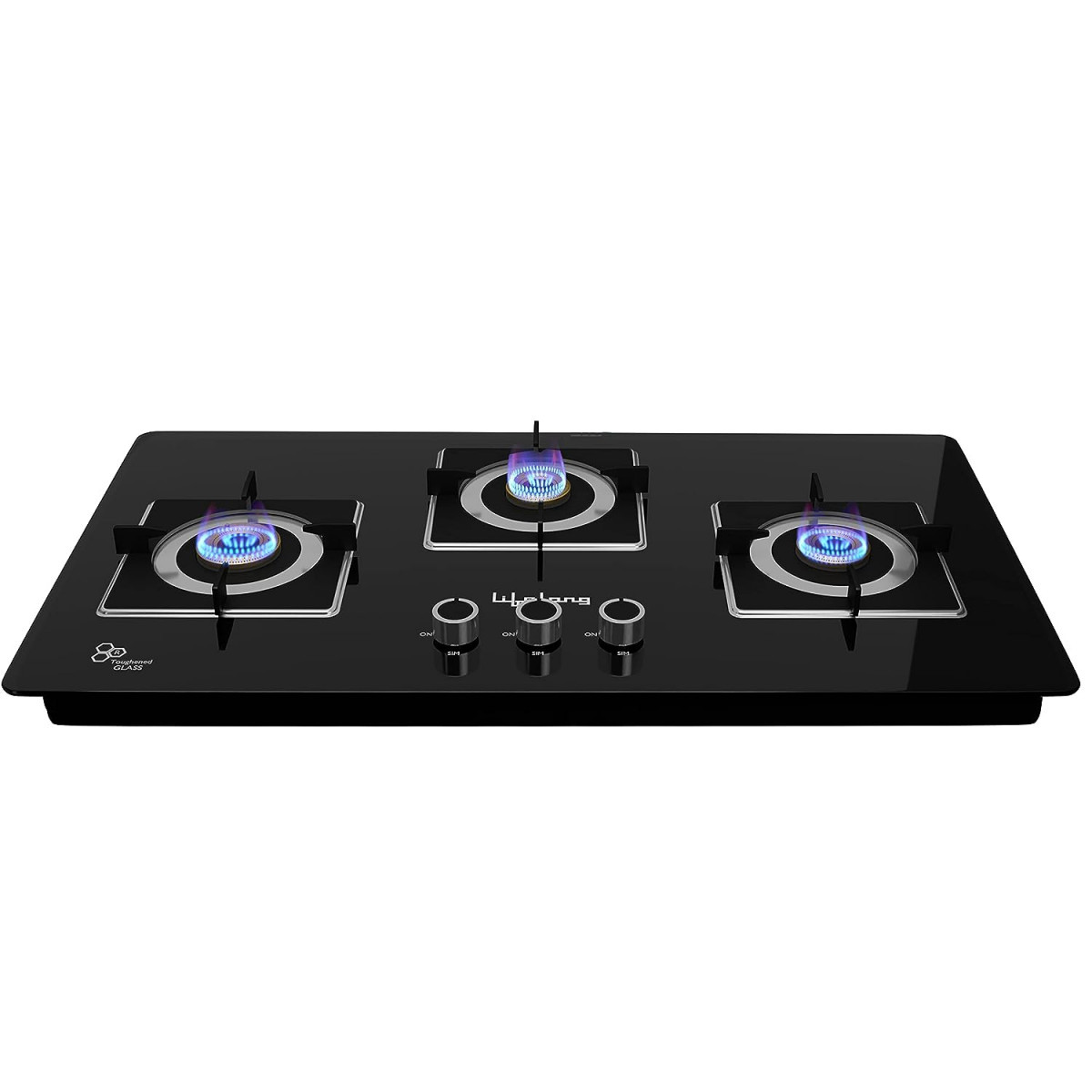 Lifelong 3 Gas Burner Top - 3 Burners Hob Top Gas Stove with Manual Ignition - Toughened Glass top Gas Stoves for Home  Kitchen - Manual Gas stove for modernmodular kitchen Lexus LLHT003