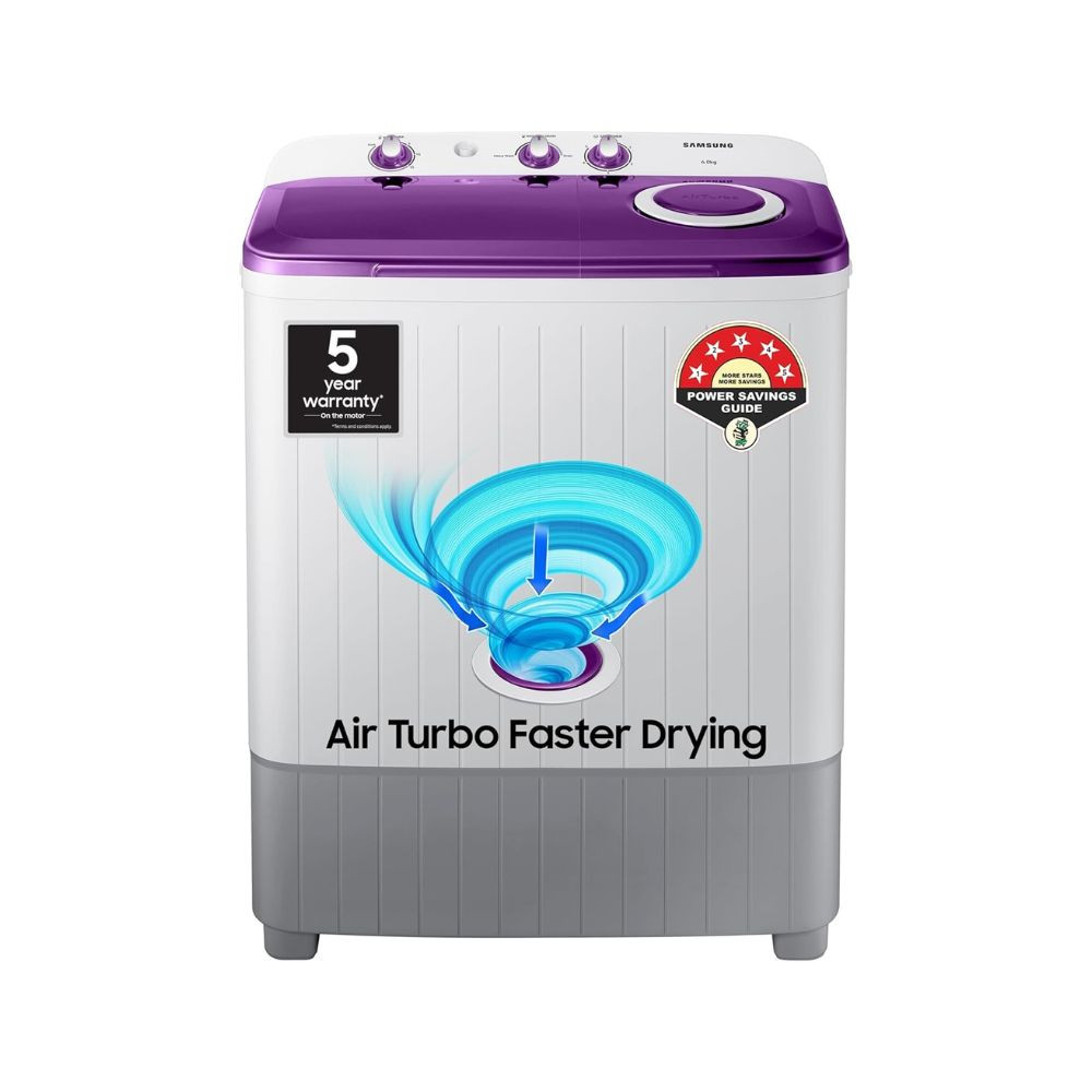 Samsung 6 kg 5 star Semi-Automatic Washing Machine WT60R2000LLTL Air Turbo Drying LIGHT GRAY Awarded as Washing Machine Brand of the year