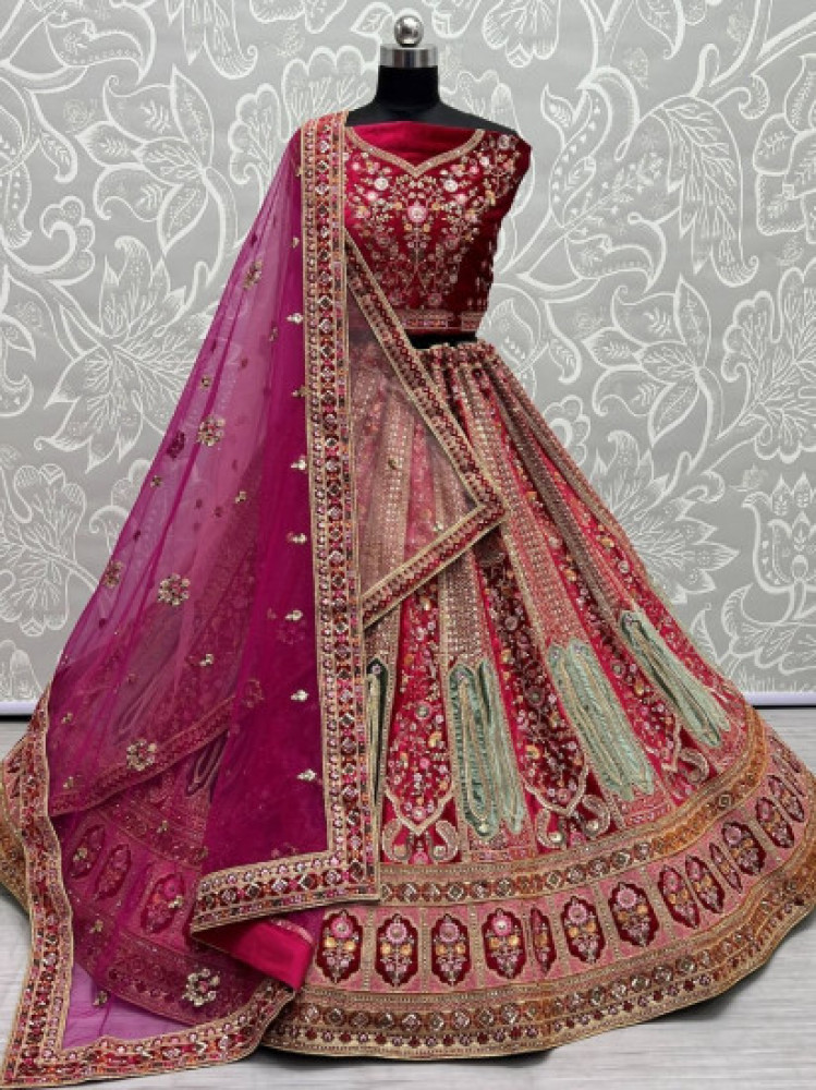 Buy Pink Lehenga | Light Pink Bridal Lehenga Zari Work - Zardozi Fashion