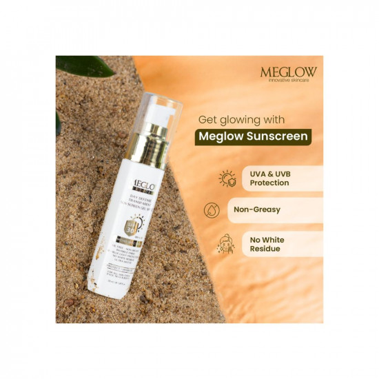 Buy Meglow Sunscreen Gel SPF-30 with Glycolic Acid, Oil Free & Ultra Matte, Broad Spectrum, UVA+UVB Protection