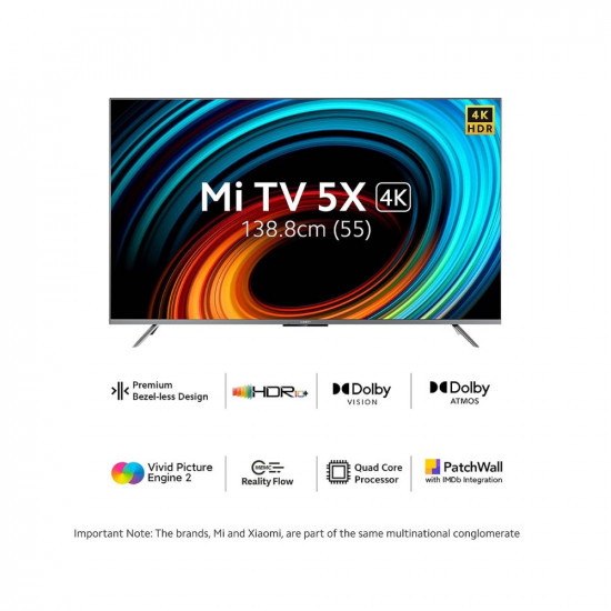 Mi 1388 cm 55 inches 5X Series 4K LED Smart Android TV with Dolby Vision  40W Dolby Atmos Grey