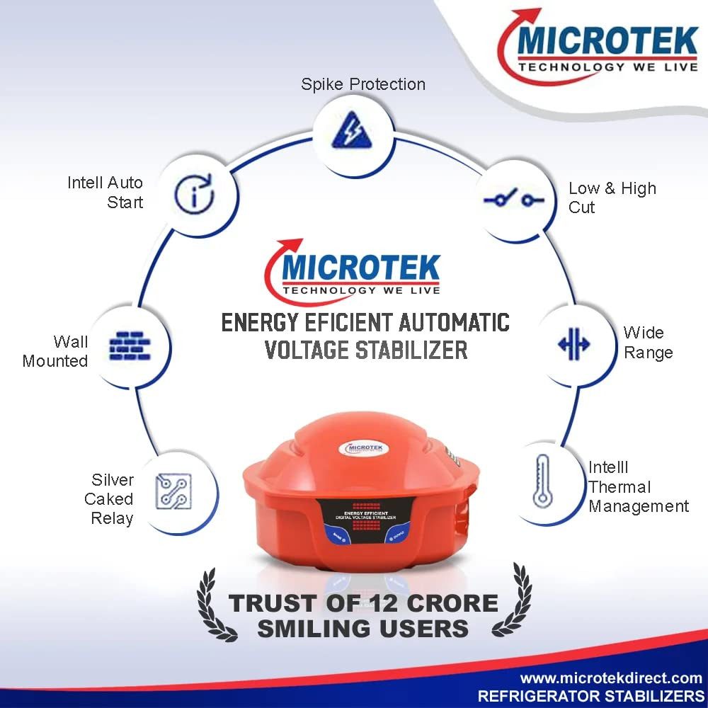 Microtek EMR 2013 Refrigerator Automatic Voltage Stabilizer Working Range130V-295V