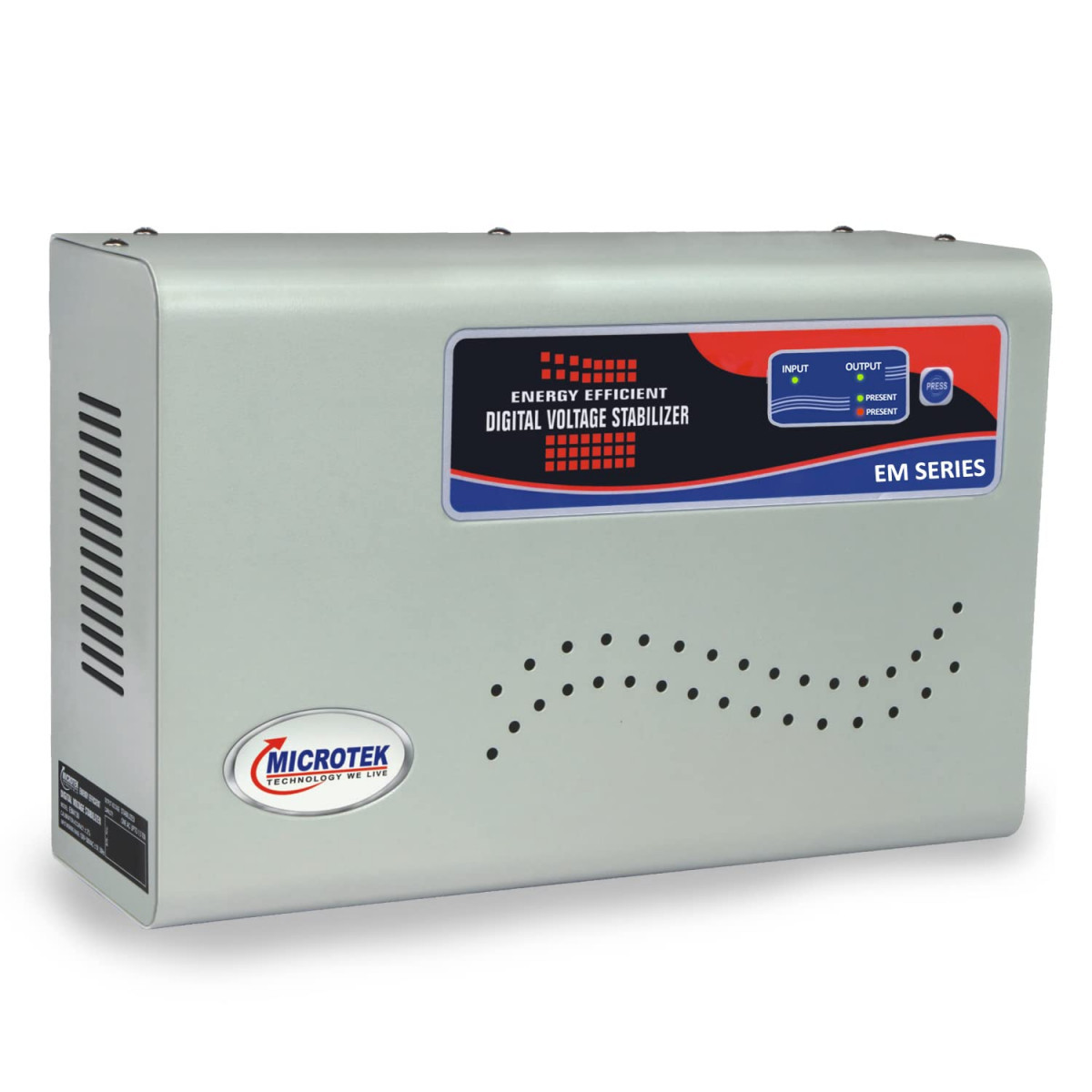 Microtek Pearl EM 5170 Automatic Air Conditioners AC Voltage Stabilizer Upto 20 Ton Working Power 170V-270VMetalic Grey with 3 Year Warranty