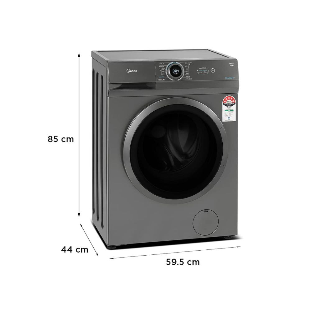 Midea 6 Kg Fully Automatic Front Load Washing Machine MF100W60T-IN Silver MF100 Series Standard