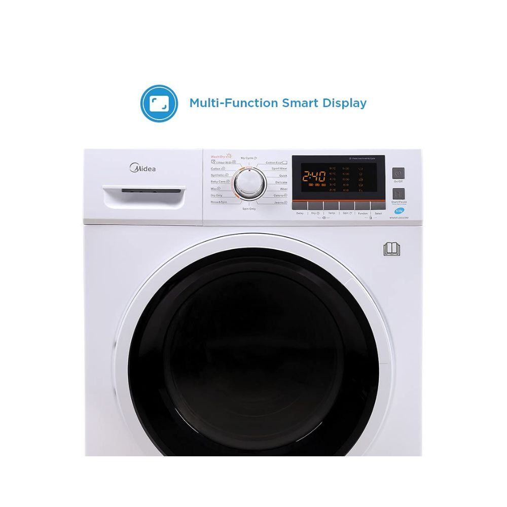 Midea 85KG 6 kg Fully - Automatic Washer Dryer MWMFL085COM White In-built Heater Smart Sensor