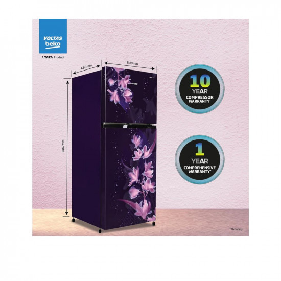 MKS Voltas Beko A TATA Product 228 L 2 star Frost free Refrigerator with two separate cooling system RFF265DW0NPR0I0000GO Nightangel Purple