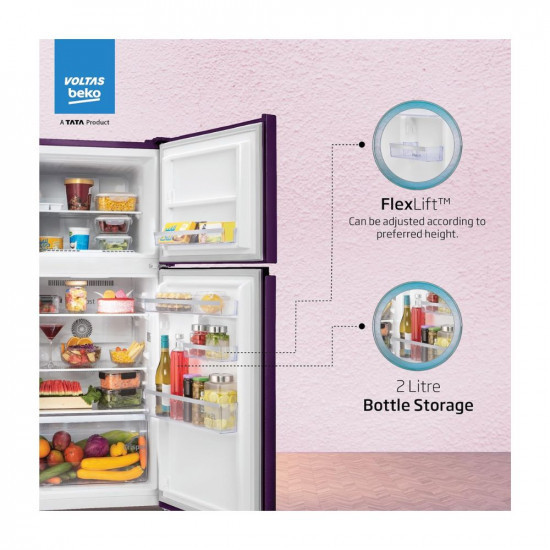 MKS Voltas Beko A TATA Product 228 L 2 star Frost free Refrigerator with two separate cooling system RFF265DW0NPR0I0000GO Nightangel Purple