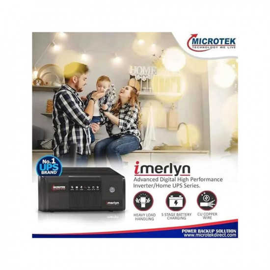 Moni Microtek iMerlyn 1850 1600VA 24V Black Advanced Digital Inverter with 2 Year Warranty  Support 2 Battery