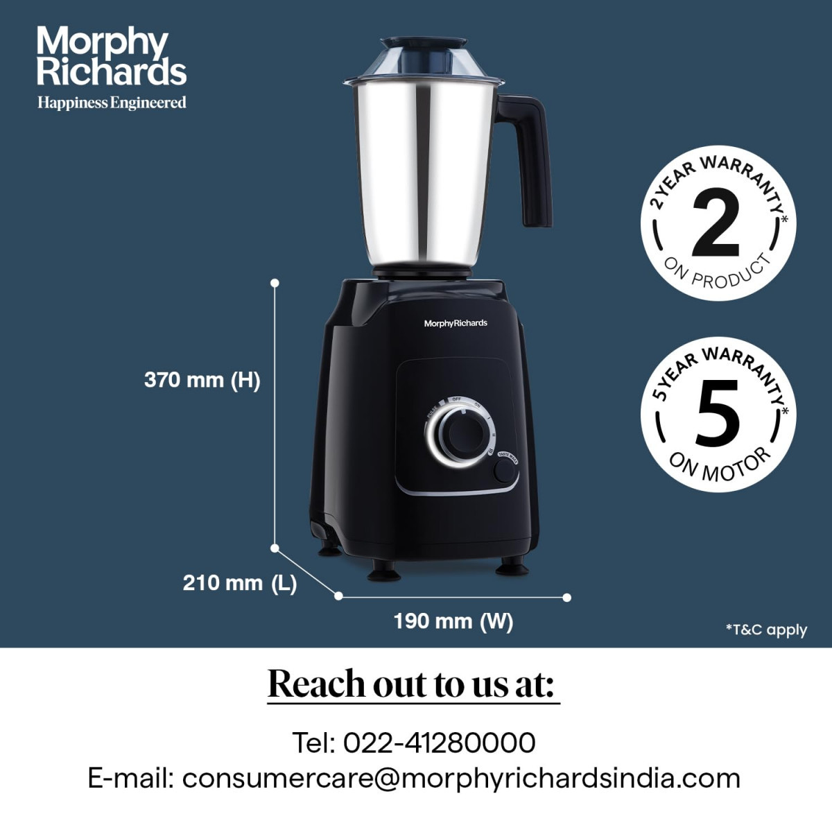 Morphy Richards Grindpro Maxx 4 Jar 1000W Mixer Grinder Black